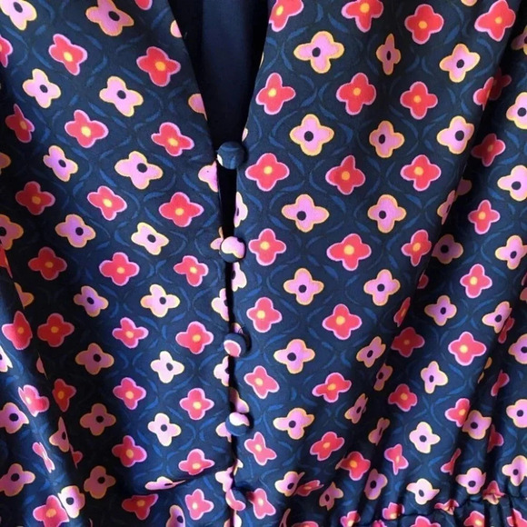 Trina Turk Dress Pink Floral Tie- Sleeve Button Front Blouson Dress Size 2 NWT - Picture 6 of 12